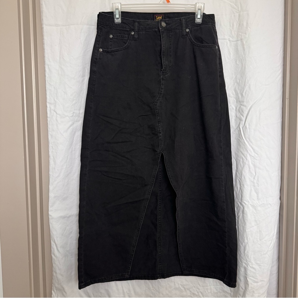 Lee Denim Midi Skirt with Front Slit